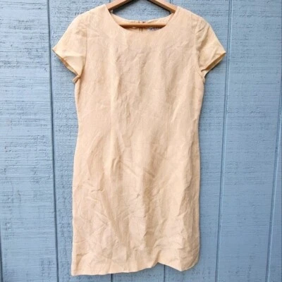 Vestido Petite Sophisticate amarillo pálido Cottagecore Old Money lino seda talla 10P Foto 1 de 4