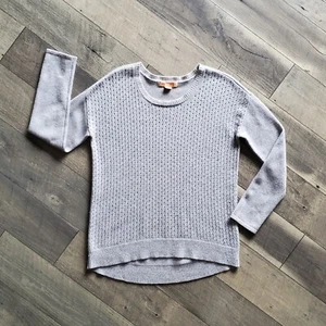 Wythe NY 100% Cashmere Oversized Jumper Knit Tunic L Eyelet Front Light Gray - Picture 1 of 8