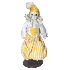 Muñeca payaso de porcelana payaso amarillo 16" de alto - Imagen 1 de 4