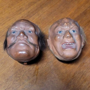 Two Small Decorative Antique Japanese Meiji Period Lacquered Noh Masks Salvage - Picture 1 of 16