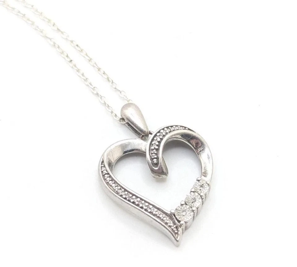Collar Corazón Abierto Diamante Plata Esterlina Joyeros Kay 925 Amor Novia De Colección Foto 1 de 4