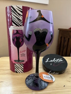 Copa de vino Lolita "Halloween Diva" pintada a mano nueva Foto 1 de 3