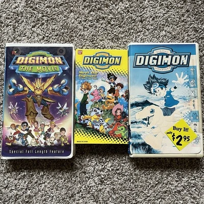 Digimon VHS Lot Pack of 3 Vintage Video Tapes Untested Condition - Image 1 of 2