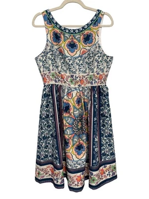 Champagne and Strawberry Dress Size Large Floral Sleeveless ALine Party Cocktail - Image 1 of 4