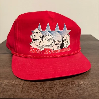 Vintage Mt. Rushmore Red Snapback Hat Souvenir USA Patriotic Travel Cap - Image 1 of 4