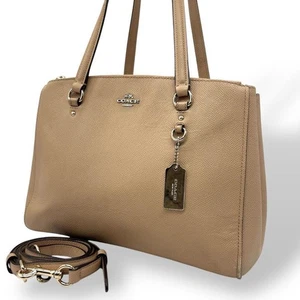 [Near Mint] Coach 36881 Beige Stanton Carryall Handbag Shoulder Bag From Japan - Picture 1 of 17