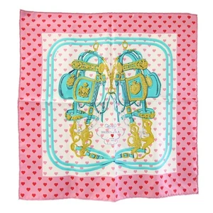 Hermes Bride de Gala Love Heart 45 Silk Scarf Petit Carrè Pink Tags No Box Used. - Picture 1 of 5