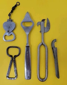 Vintage Lot of 5 Metal Bottle Openers Barware Bar Retro Coke Detroit Italy RARE  - Picture 1 of 12