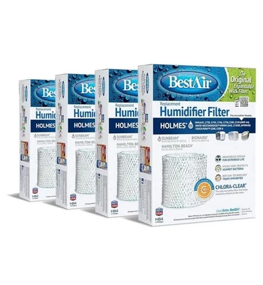 4 Pks BestAir H64 Humidifier Filter Ext  Life Wick Paper For Holmes Sunbeam Lot - Image 1 of 3