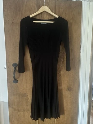 Calvin Klein Black Knitted Pleated Dress Medium - Image 1 of 3