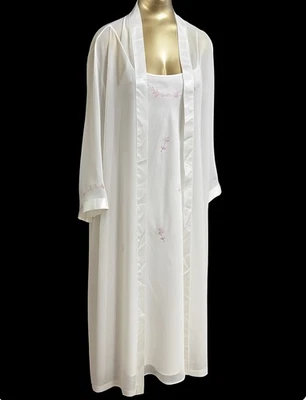 Lord & Taylor слоновой кости атласной шифоновое Peignoir комплект - средний - Angelcore романтический - Изображение 1 из 4