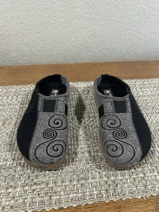 Haflinger Clog Shoes Mules Black Grey Grizzly Magic Swirls size 37 Wool  Cork - Picture 1 of 8