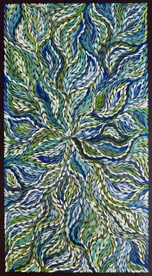 Romero Petyarre. Auténtico arte aborigen. Flor de ñame arbusto, tamaño; 100 cm x 50 cm Foto 1 de 4