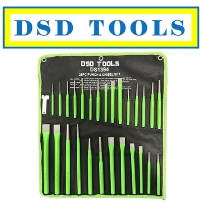DSD TOOLS 28PC Punch & Chisel Tool Set, Punches and Chisels DS1394
