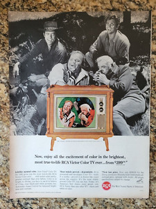 1965 RCA Victor Color TV Print Ad - Features the cast of the hit TV show BONANZA
