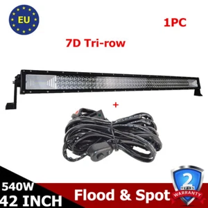 7D+ 42"inch Tri Row LED Light Bar 540W Combo Ford Offroad Driving Fog Lamp & Kit - Foto 1 di 12