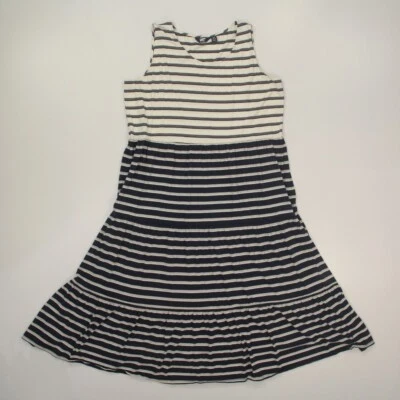 Lands End Tiered Maxi Dress Women's Plus Size 2X Navy White Striped Nautical - Image 1 of 4