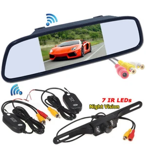 Wireless IR Rear View Car Parking Backup Camera Kit w/ 4.3" Mirror Monitor - Picture 1 of 24