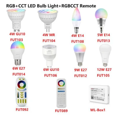 Miboxer 2.4G Led Bulb light MR16 GU10 E14 E27 4W 6W 12W CCT RGB+CCT Wifi Remote - Image 1 of 4