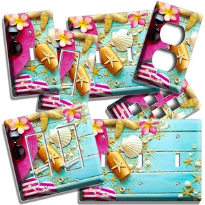 RUSTIC SEASHELLS STARFISH LIGHT SWITCH OUTLET PLATES BEACH HOUSE NAUTICAL DECOR - Picture 1 of 34