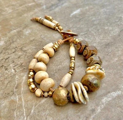 Pulsera Boho Chic ágata con ojos de diseñador hecha a mano Foto 1 de 4