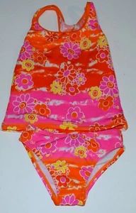 New girls Speedo swim SWIMMING bathing suit 2 piece 7 Orange - Picture 1 of 3