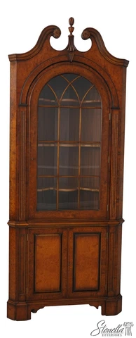 60331EC: BEVAN FUNNEL English George III Walnut Corner China Cabinet Cover