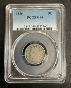 1886 Liberty Nickel PCGS G-4, Key Date, Low Mintage Coin - Picture 1 of 5