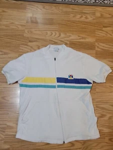 VTG 70s CATALINA COTTON TERRY CLOTH CABANA Swim Cover TENNIS SHIRT JACKET Zippe - Picture 1 of 9