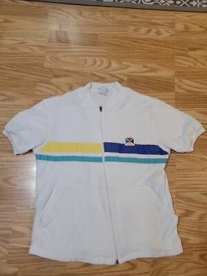 DE COLECCIÓN AÑOS 70 CATALINA ALGODÓN RIZO TELA CABAÑA Natación Cubierta CAMISA TENIS CHAQUETA Cremallera Foto 1 de 4