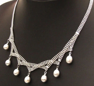 Collar colgantes de perlas cultivadas Akoya de 7-8 mm gargantillas para mujer cadena de 16"-18" Foto 1 de 4