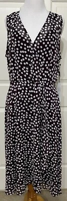 NUEVO CON ETIQUETAS Vestido Calvin Klein Talla 12 Púrpura Lunares Corte Sin Mangas y Acampanado $129 Foto 1 de 4