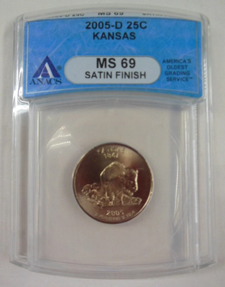2005-D Kansas State Quarter - ANACS MS-69 Satin Finish   **SUPER NICE COIN** - Image 1 of 2