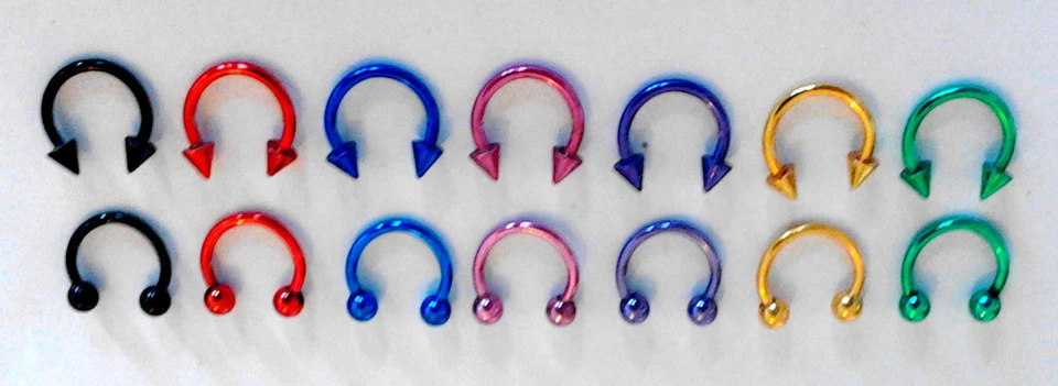 16g Coloured Piercing Jewelry HORSESHOE Circular CBR ring bar Tragus Helix Conch - Image 1 of 1
