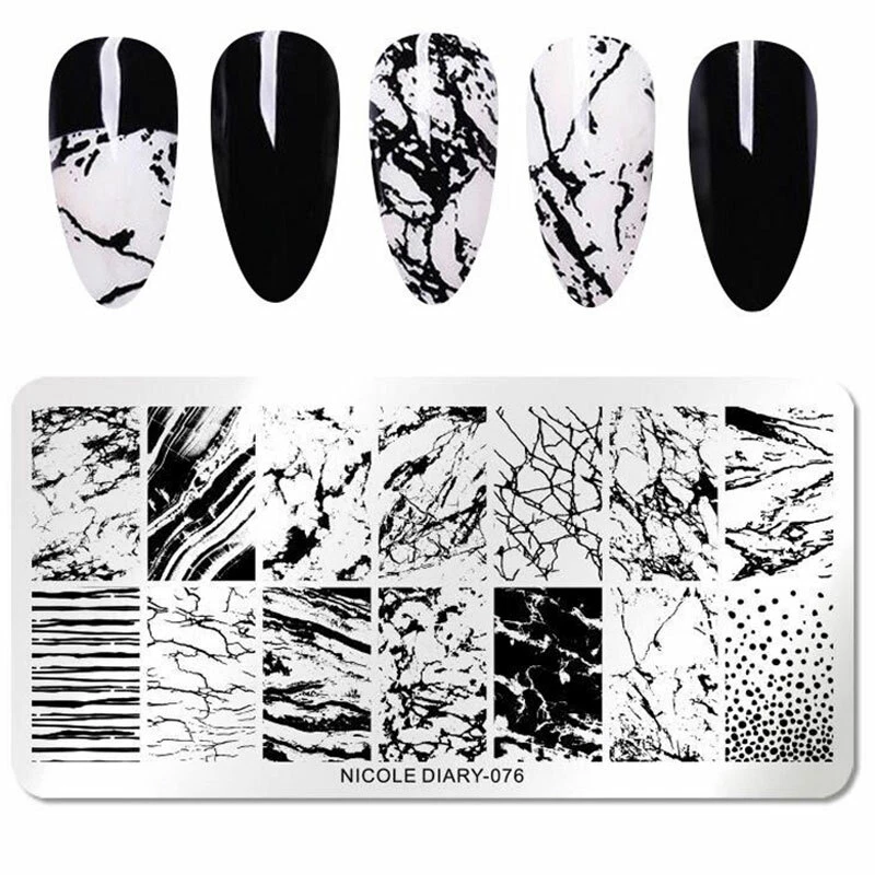 ND76 Marmor Stamping Schablone Nailart Nicole Diary Stampel Platte Nägel UV Gel