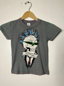 Vintage Ed Hardy T Shirt Kids size 4 Rocking Skull Double Sided Short - Picture 1 of 4