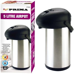 5 Litre Stainless Steel Pump Action Airpot Vacuum Flask Thermos Jug - Picture 1 of 2