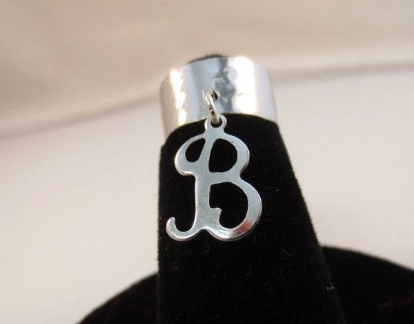 14KT Weiß Vergoldet Lang Anfangsbuchstabe B Zehen Ring IN Gehämmerte Ring - Bild 1 von 1