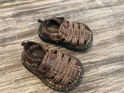 Brown Sandals Infant Size 2 Used Velcro Baby Shoes - Image 1 of 4