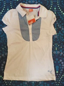 Woman's PUMA Athletic Short Sleeved Polo Shirt White size S  - Picture 1 of 8