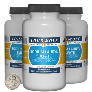 Sodium Lauryl Sulfate / 9 Oz / 3 Bottles / 98.4% USP Cosmetic Grade - Picture 1 of 4