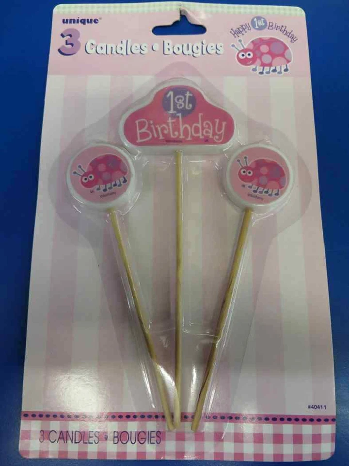 Velas de bolo escolha festa de primeiro aniversário joaninha animal rosa meninas 1º aniversário - Imagem 1 de 1