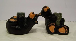 BearFoots Candle Holders (2) - Miles & Constance - Big Sky Carvers Jeff Fleming - Picture 1 of 9