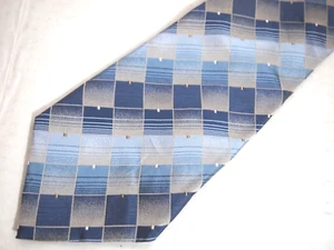 Concepts by Claiborne Mens Necktie Tie Blue Grey Checkered Silk 58" Career - Picture 1 of 4