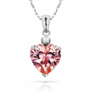 14K Solid White Gold 0.75" w/bail CZ Heart Pendant October Tourmaline Birthstone - Picture 1 of 1