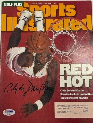 Clyde Drexler Signed Sports Illustrated PSA/DNA HOF Houston Rockets E21645 - Image 1 of 2