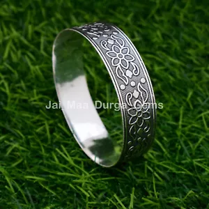 Flower Design Wide Bangle Pcs in Copper Brass & Silver Micro Women Bracelets P70 - Picture 1 of 13