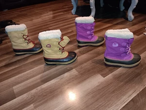SOREL magenta Beige Yoot Pac Waterproof Winter 2 pairs of Boots women Size 5 - Picture 1 of 23
