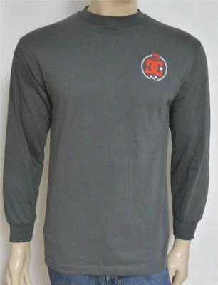 DC Shoes Alumni Double Logo Tee Mens Gray Long Sleeve Shirt T-Shirt New NWT - Image 1 of 4