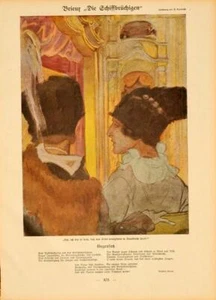 SIMPLICISSIMUS 1913 VON DUDOVICH BRIEUR AUF LEINEN ORIGINAL - Bild 1 von 1